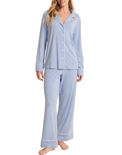 Adore Me Matilda Long Sleeve Top & Pants Pajama Set In Blue