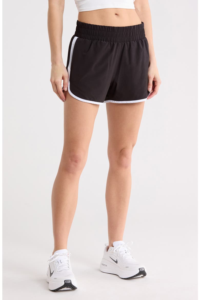 Seraphine Ripstop Running Shorts, Main, color, BLACK-WHITE