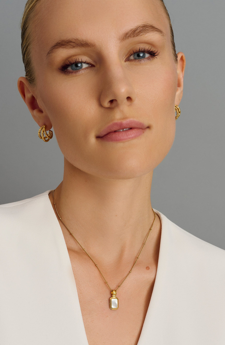 Nialaya Sterling Silver Two-in-One Pearl and Black Onyx Pendant Necklace, Alternate, color, Gold