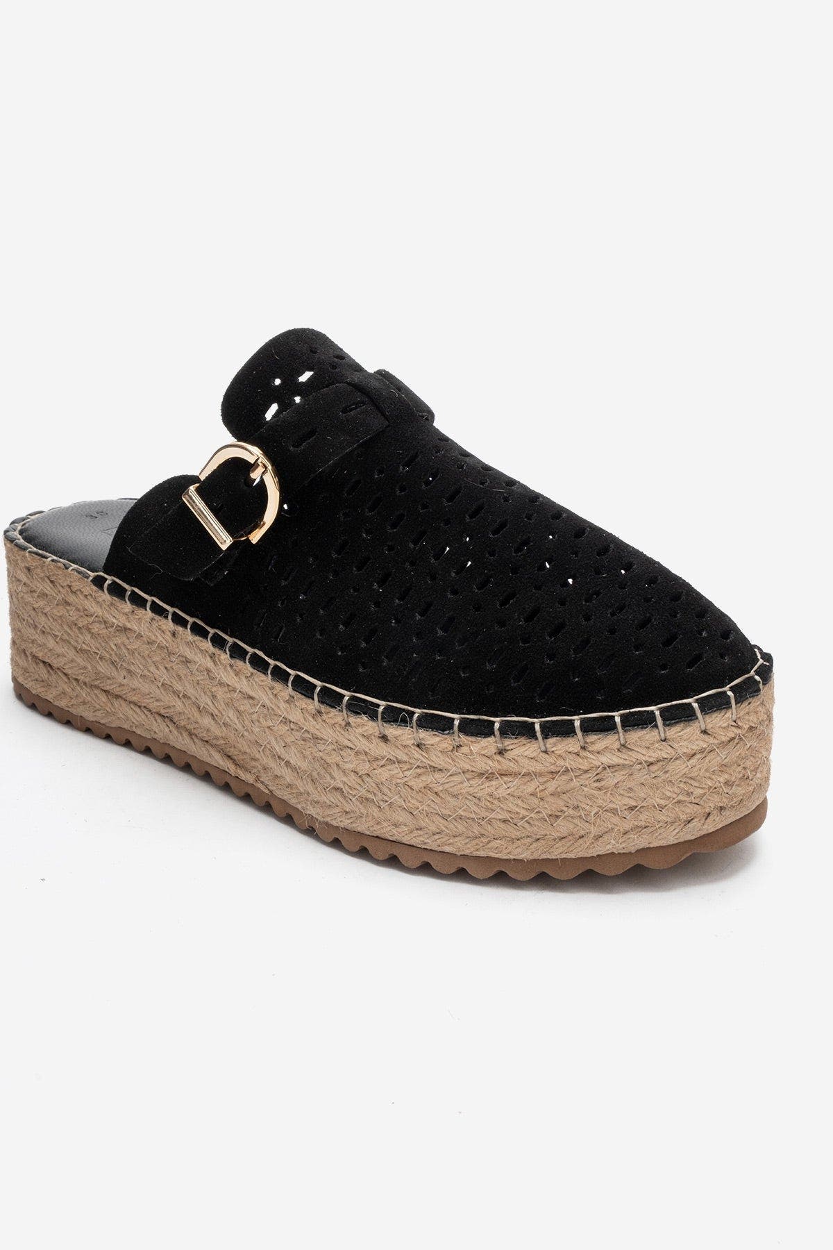 Forever & Always Shoes Louis Leather Platform Sandal, Main, color, Black Suede