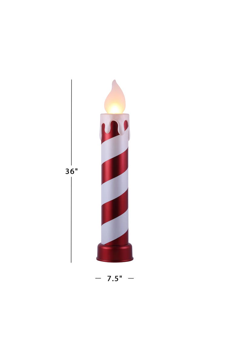 36 in. Striped Metallic Blow Mold Candles - Red and White, Alternate, color, Red & White