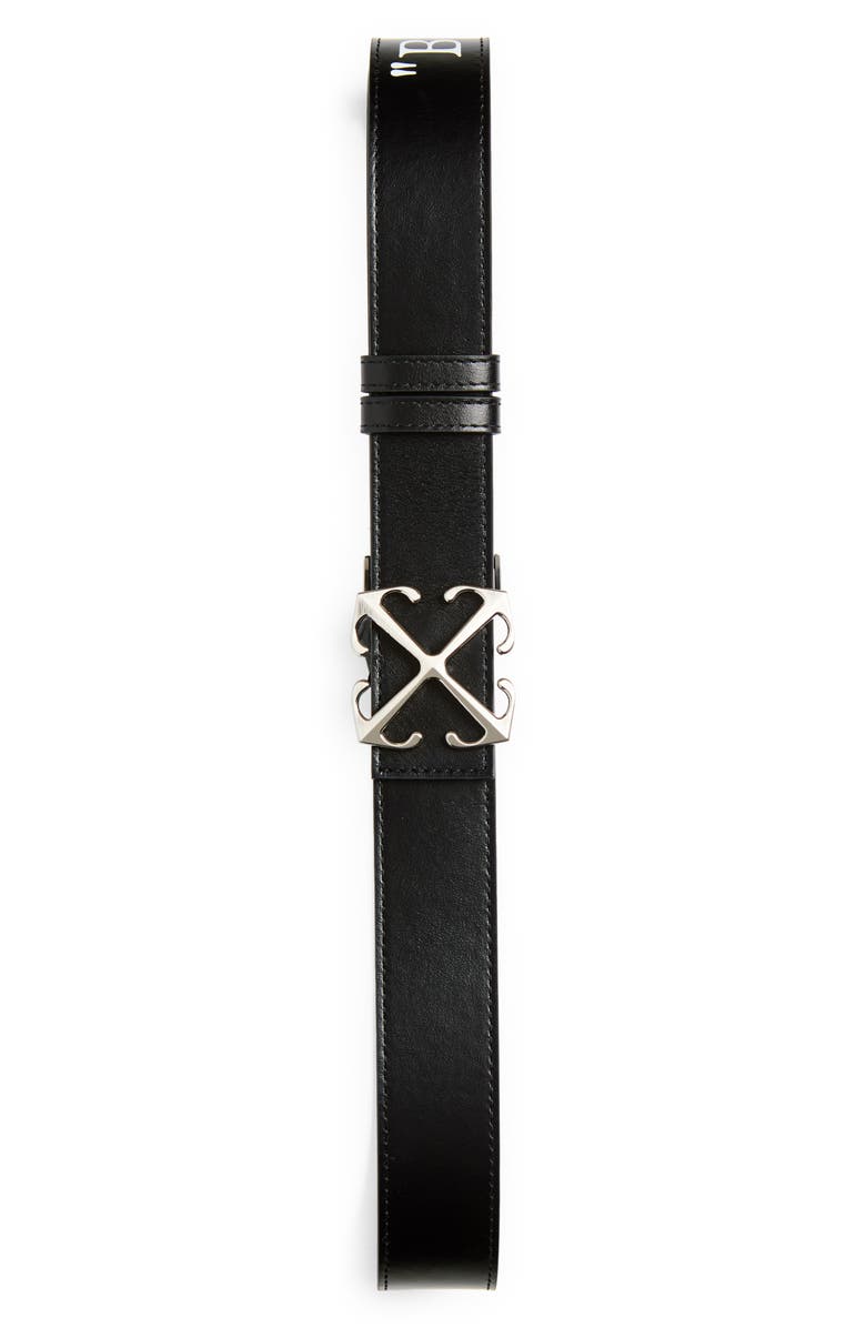 Off-White Arrow Quote Leather Belt, Main, color, 