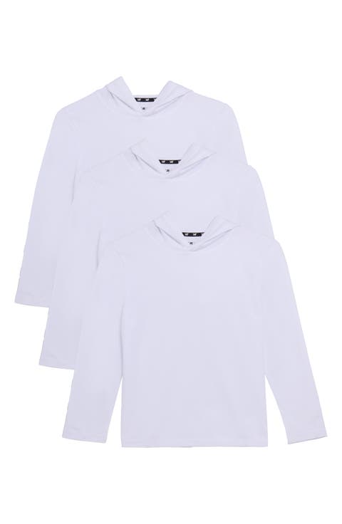 Kids' 3-Pack Hooded Long Sleeve Cotton T-Shirts (Big Kid)