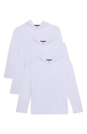 X-ray Xray Kids' 3-pack Hooded Long Sleeve Cotton T-shirts In White