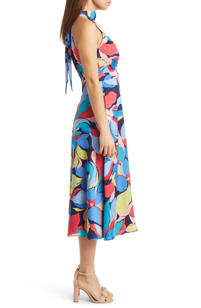 Tahari ASL Floral Print Sleeveless Midi Dress, Alternate, color,