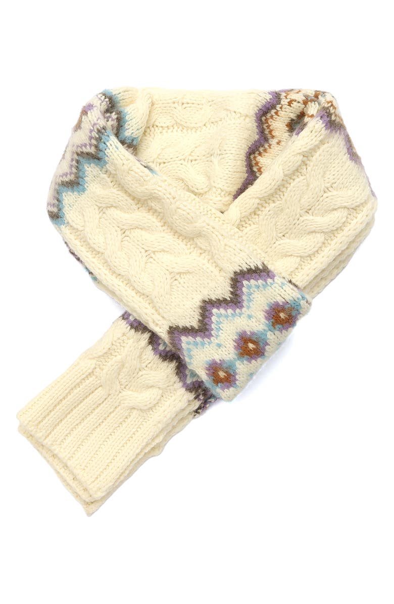 COACH Fair Isle Wool Blend Scarf, Alternate, color, Chalk Multi