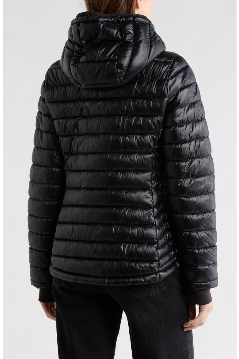 Zip Hooded Packable Puffer Jacket, Alternate, color, BLACK