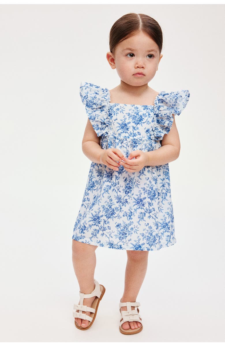 H&M Empire-line Cotton Dress, Alternate, color, Blue/Floral