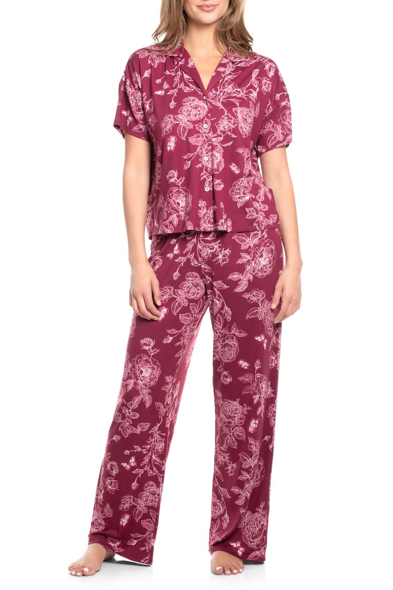 Bowie Knit Pajamas, Main, color, BURGUNDY