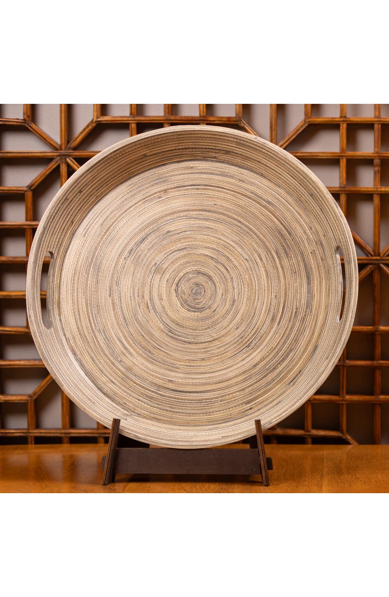 Lexa Serving Tray w/ Handles, Alternate, color, Black Bamboo