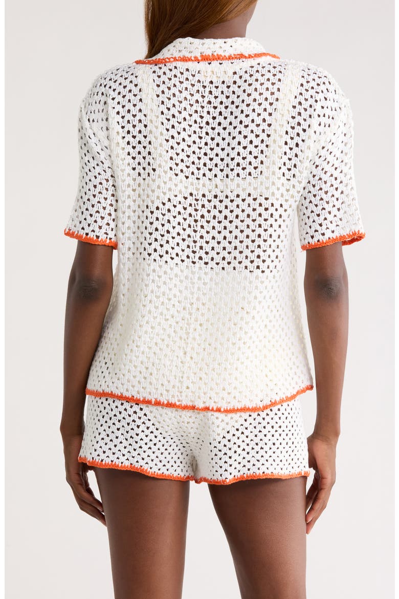 Crochet Button-Up Cover-Up, Alternate, color, WHITE