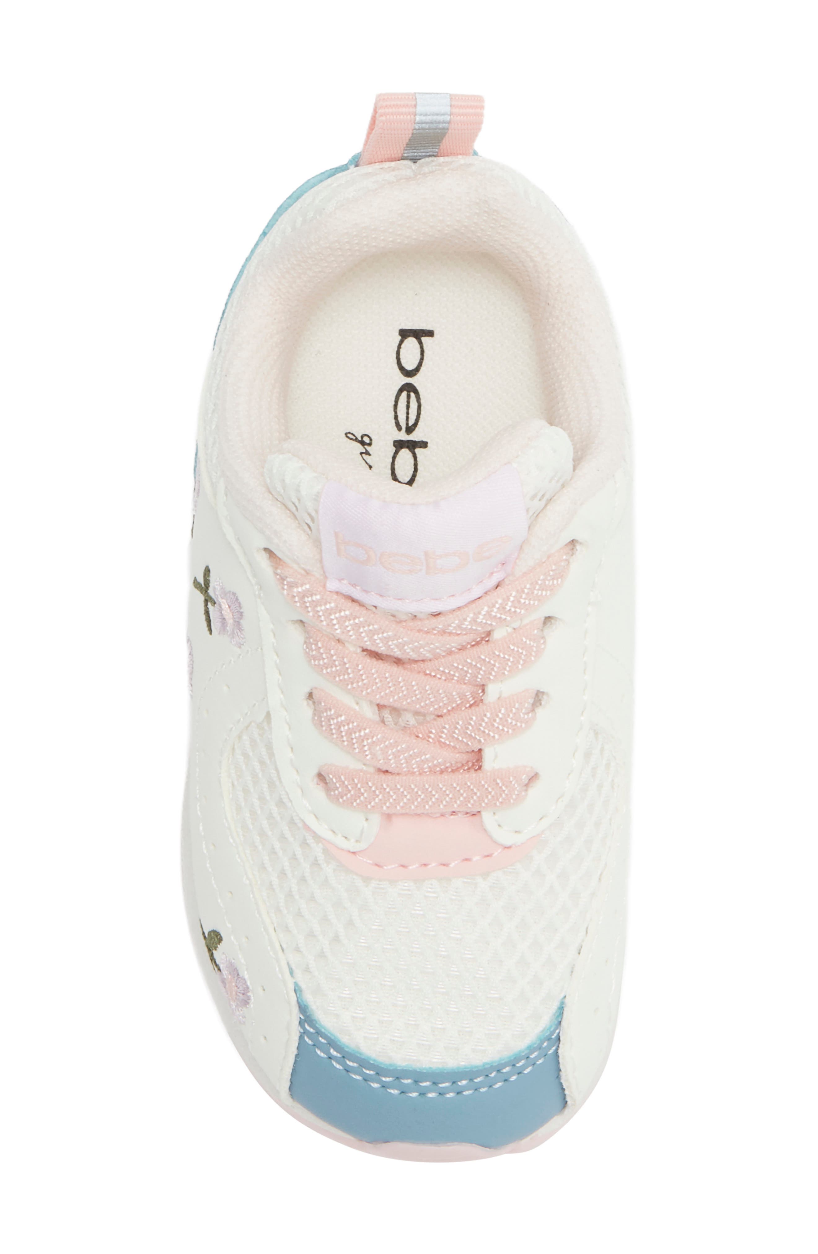 Kids' Floral Embroidered Sneaker, Alternate, color, WHITE