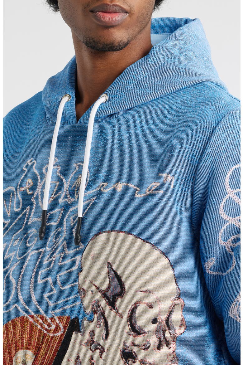 Yokai/Kabuki Hoodie, Alternate, color, BLUE