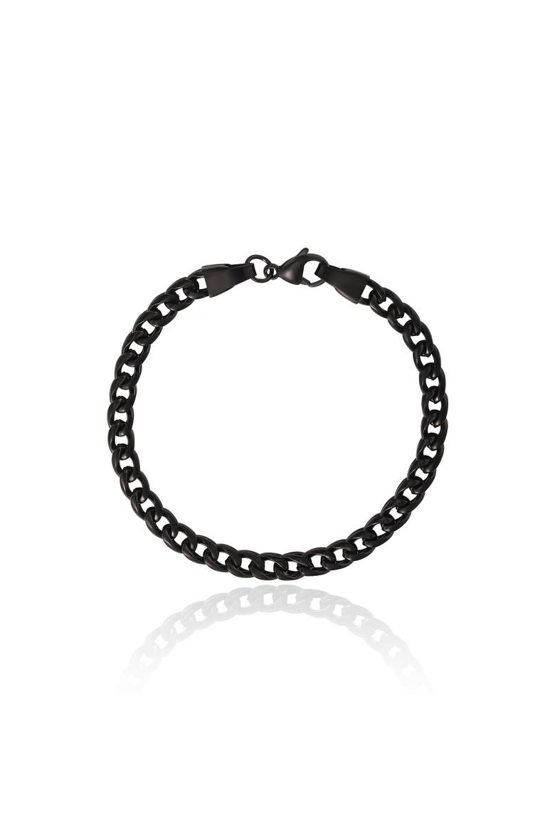 Figaro Chain Bracelet, Main, color, Black