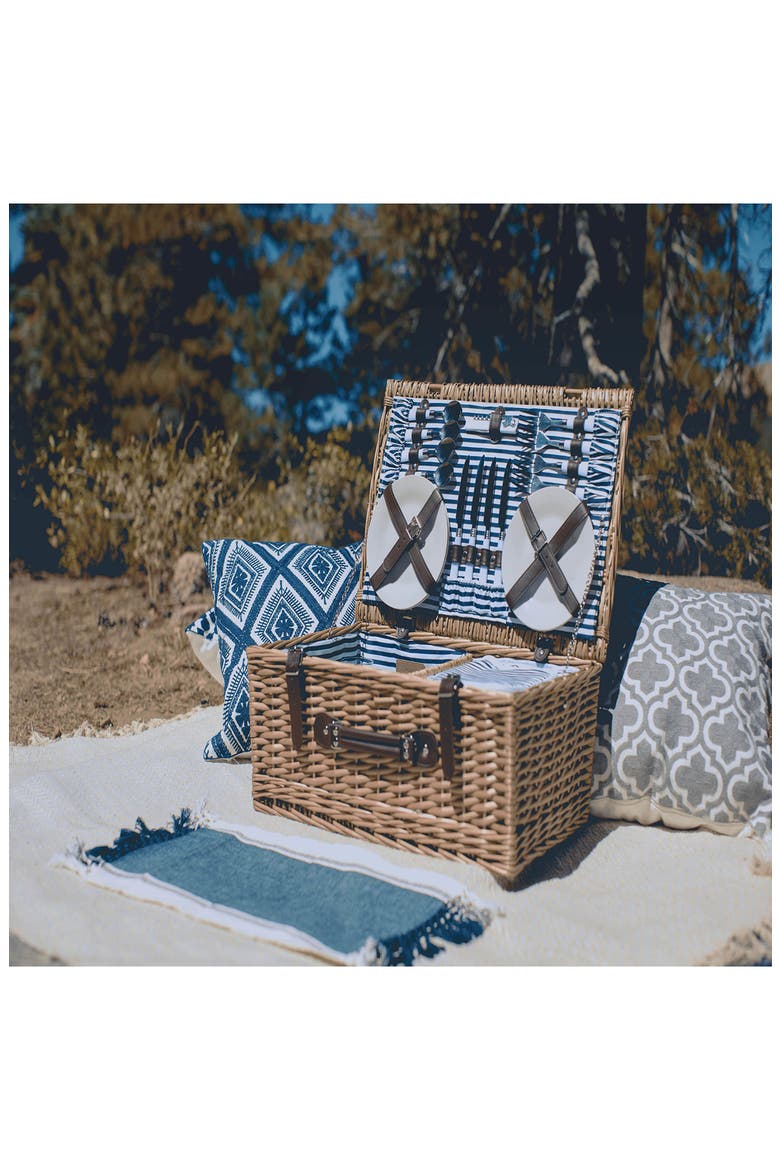 Belmont Picnic Basket, Alternate, color, NAVY BLUE/WHITE STRIPE