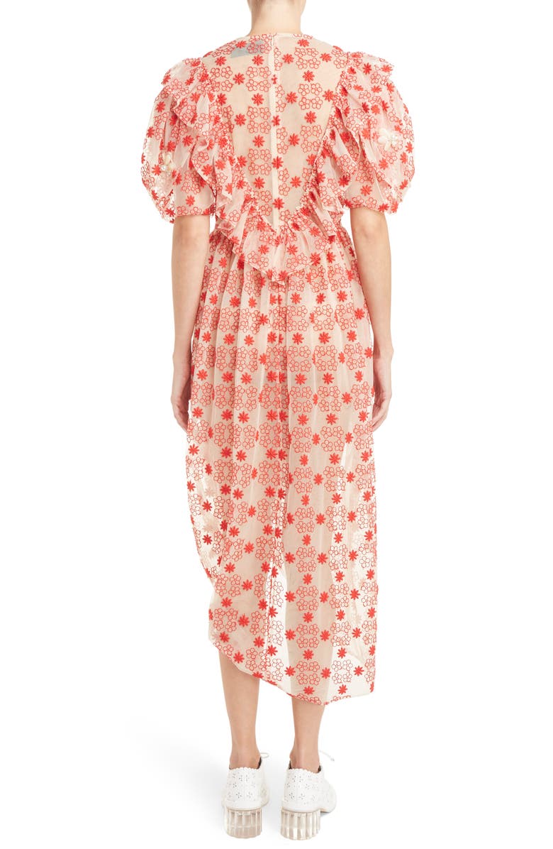 Simone Rocha Embroidered Puff Sleeve Dress, Main, color,