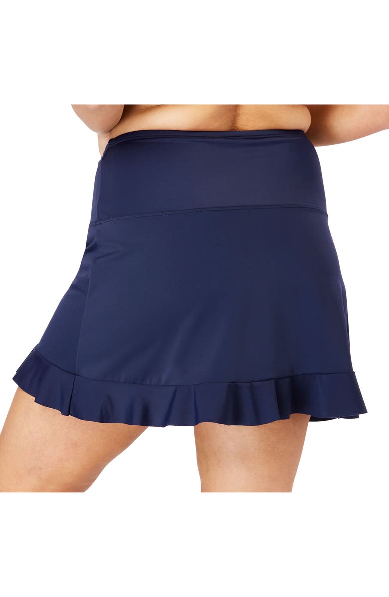 Swim 365 Ruffle-Trim Swim Skirt with Built-In Tummy Control Brief, Alternate, color, Black