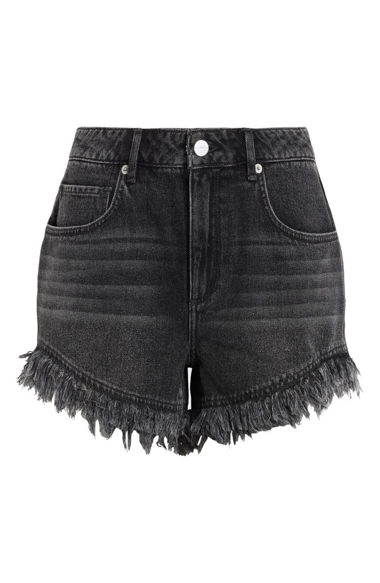 AllSaints Astrid Frayed High Waist Denim Shorts, Alternate, color, Washed Black
