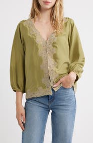 THE GREAT. The Long Sleeve Legacy Silk Top