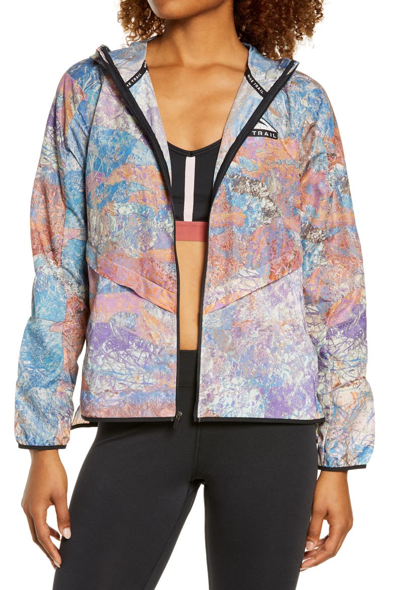 Packable Trail Windrunner Jacket, Main, color, BLUE LAGOON/ BLACK