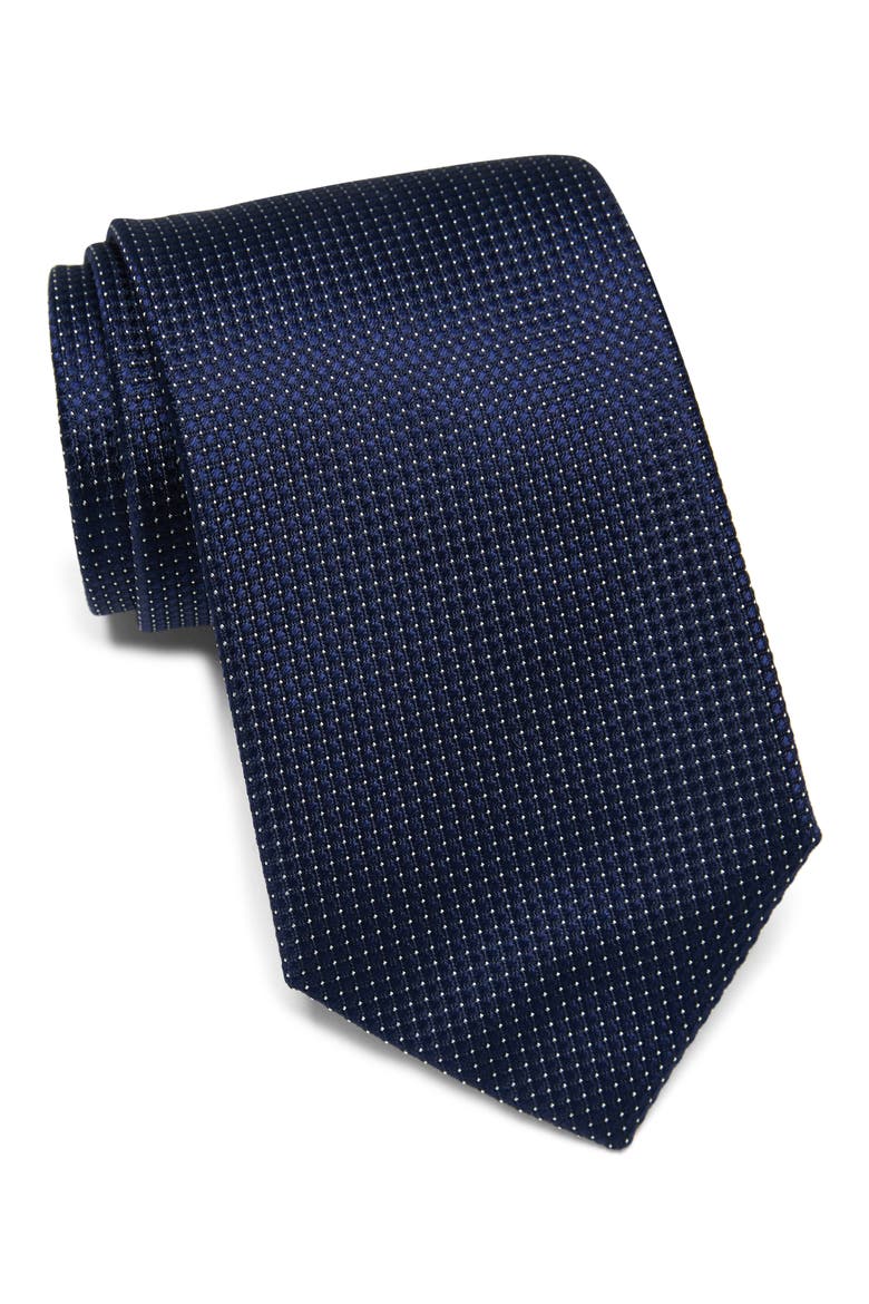 Neat Textured Silk Tie, Main, color, NAVY