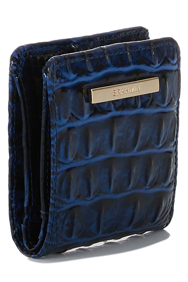 Jane Croc Embossed Leather Bifold Wallet, Alternate, color, ANCHOR