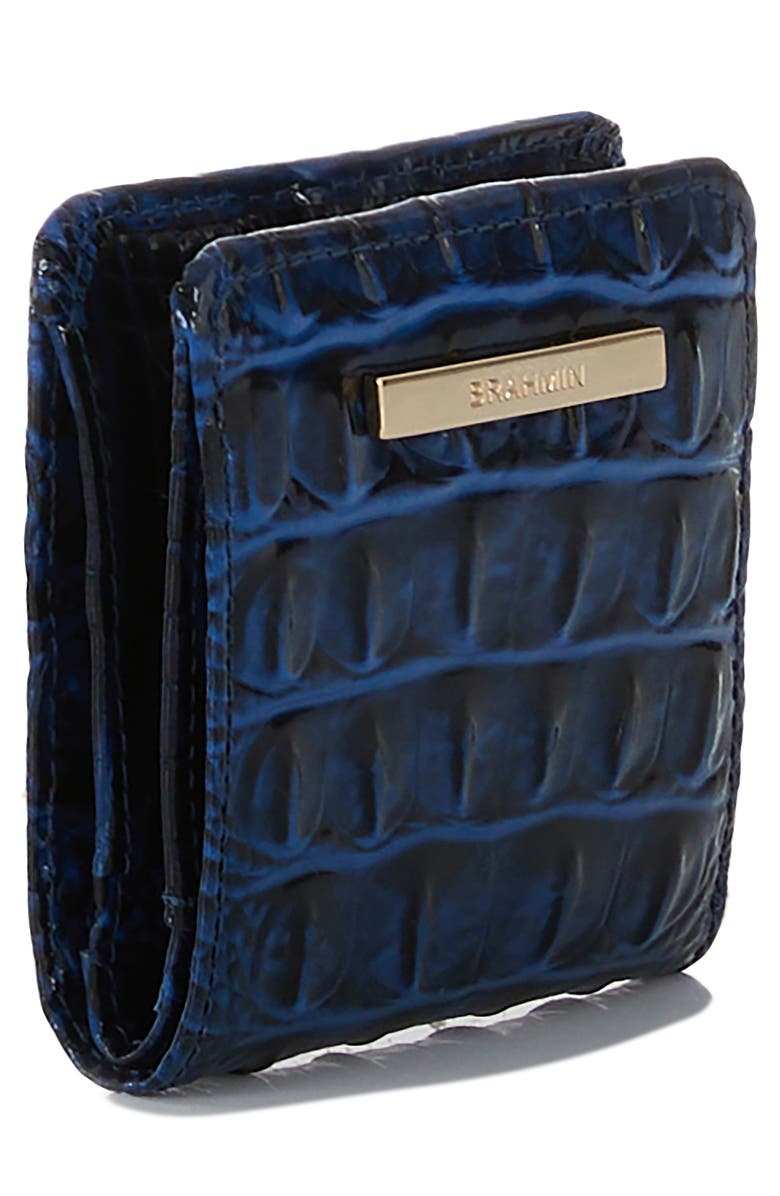 Brahmin Jane Croc Embossed Leather Bifold Wallet, Alternate, color, Anchor