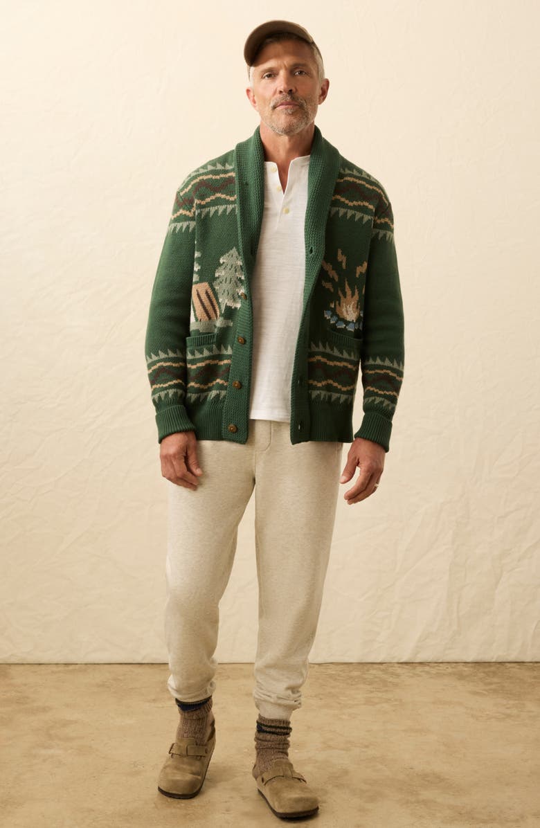 Faherty Camp Organic Cotton & Cashmere Cardigan, Alternate, color, Forest Lake