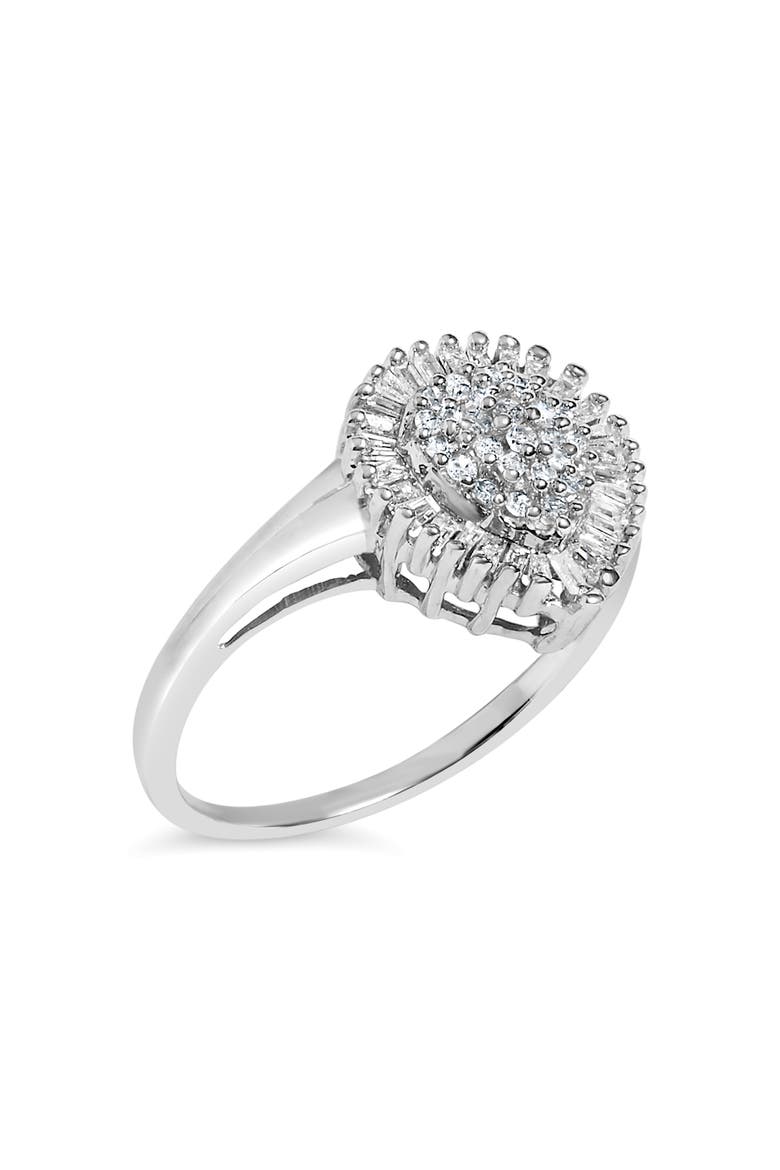 10K Gold 1/2 Cttw Diamond Domed Pave and Cluster Halo Cocktail Ring, Alternate, color, White