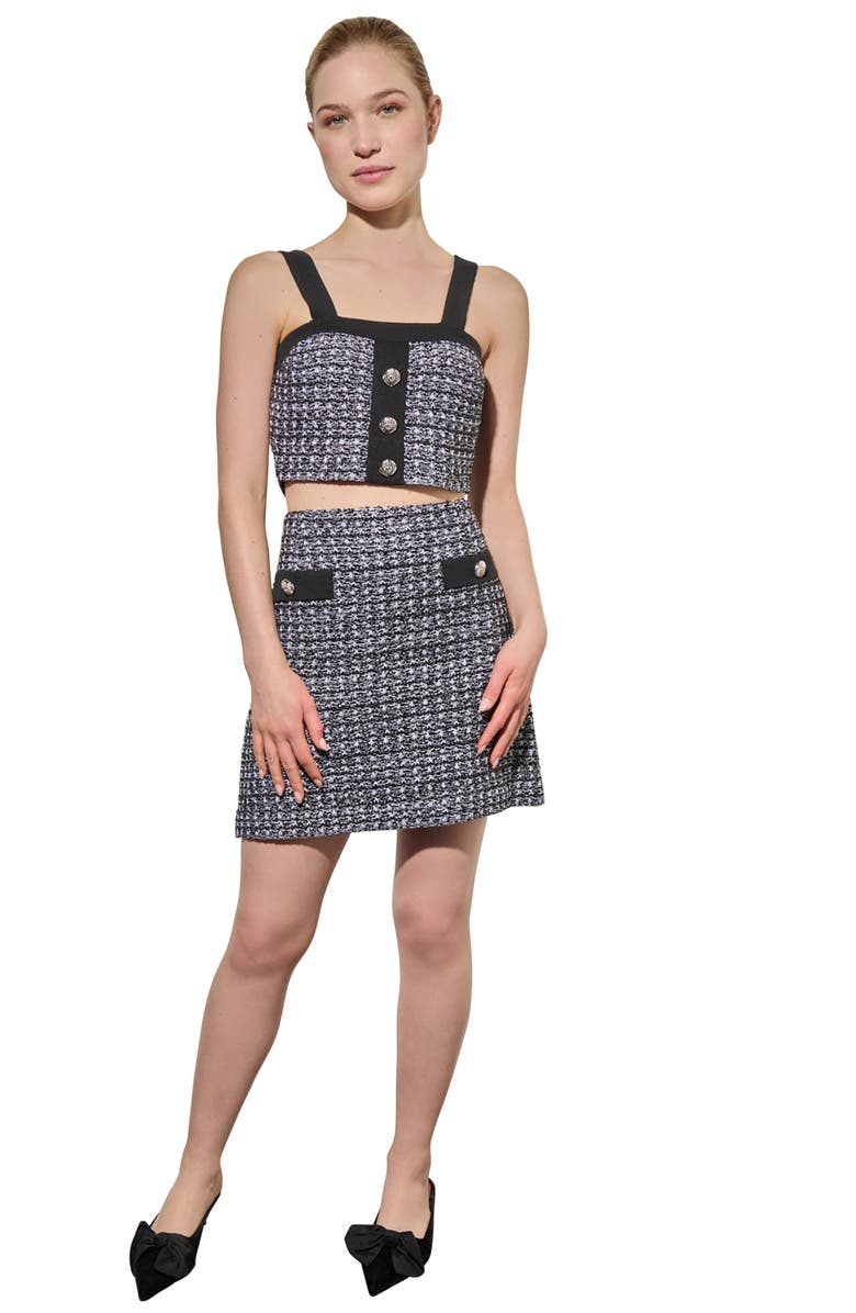 Ming Wang Tweed Sleeveless Crop Top, Alternate, color, 