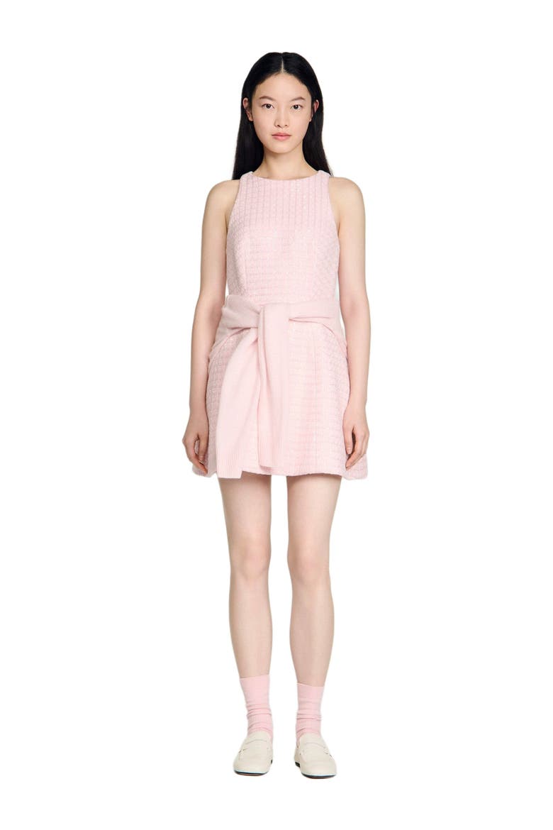 Sequin tweed short dress, Alternate, color, Pink