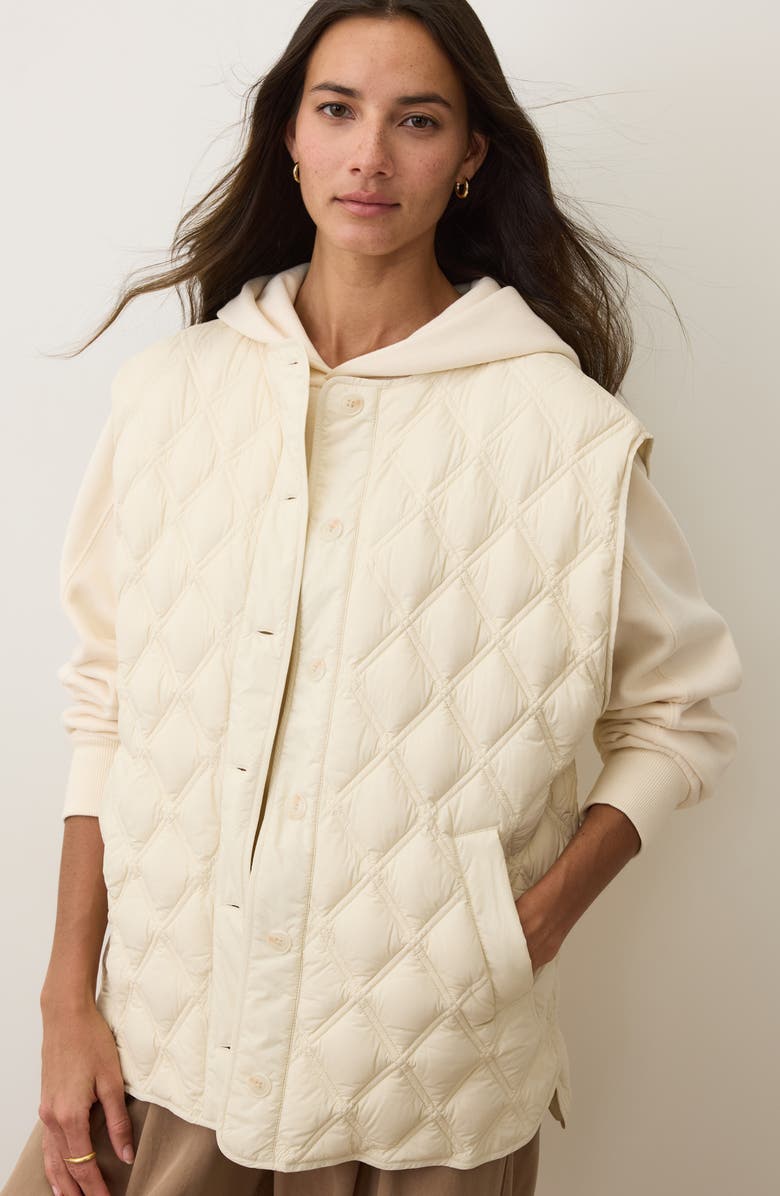 Marine Layer Marina Quilted Vest, Alternate, color, Antique White