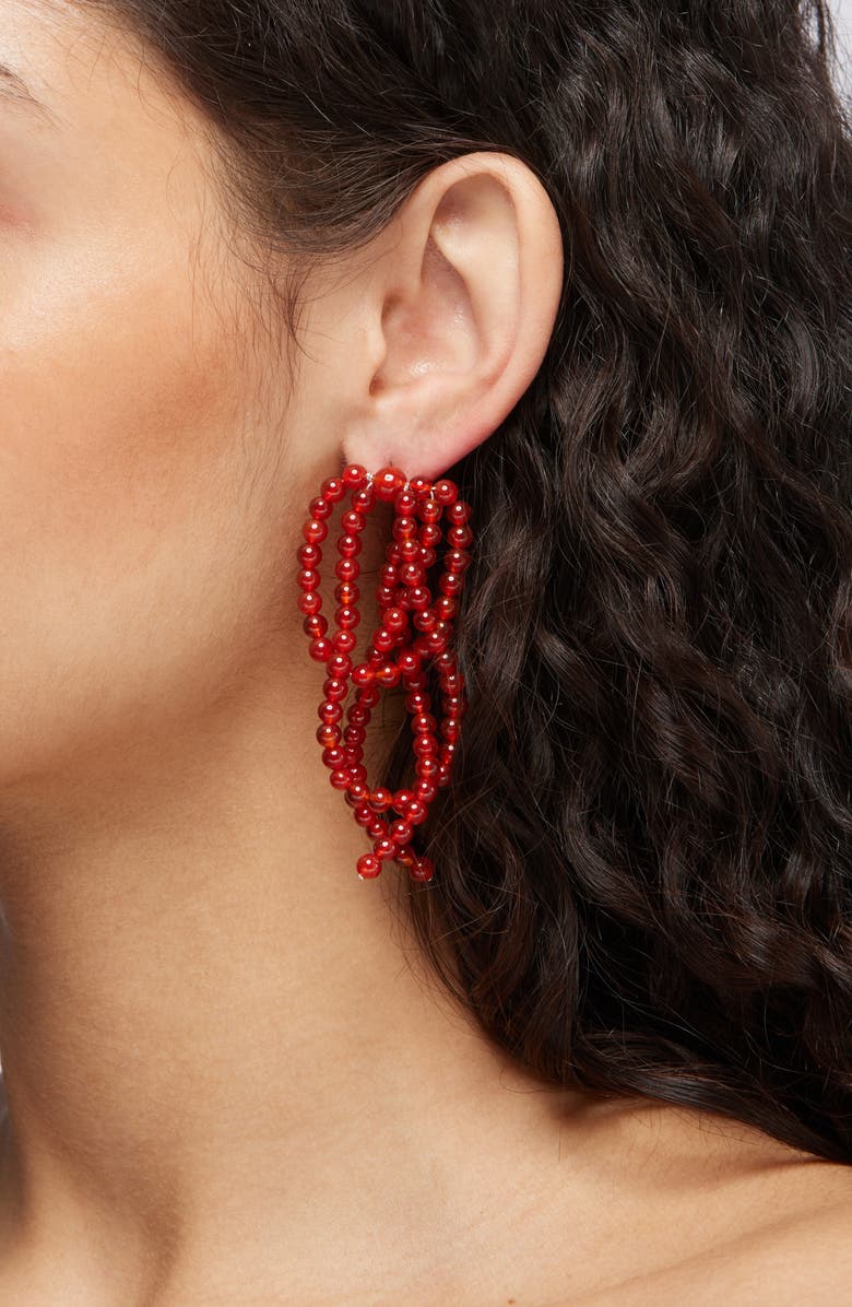 COMPLETEDWORKS Beaded Agate Drop Earrings, Alternate, color, Red/ Silver Plated