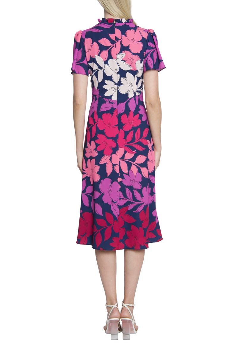 Floral Print Midi Dress, Alternate, color, BLUE/ PURPLE