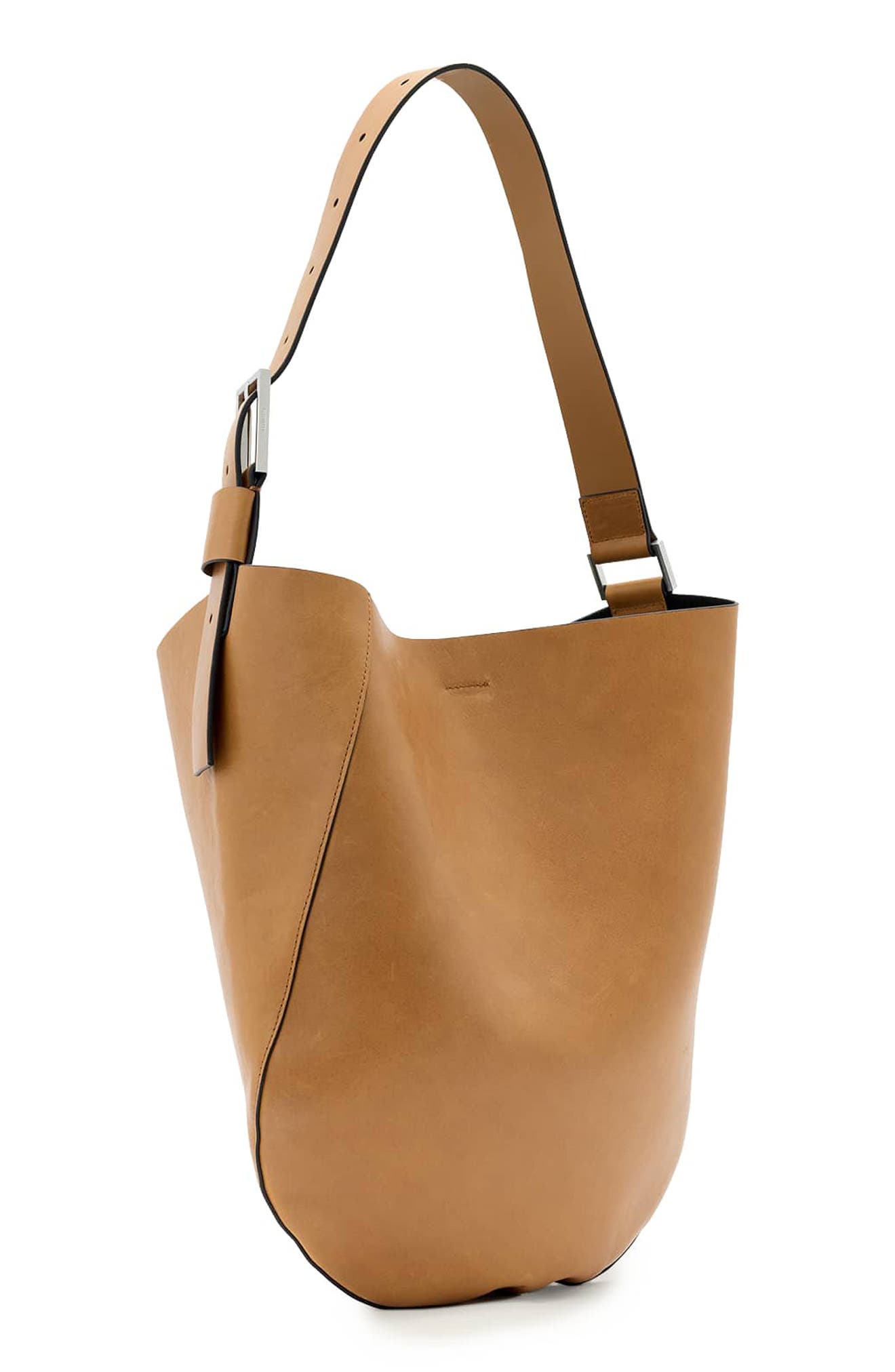 AllSaints Luna Leather Hobo Bag, Alternate, color, Toffee Brown
