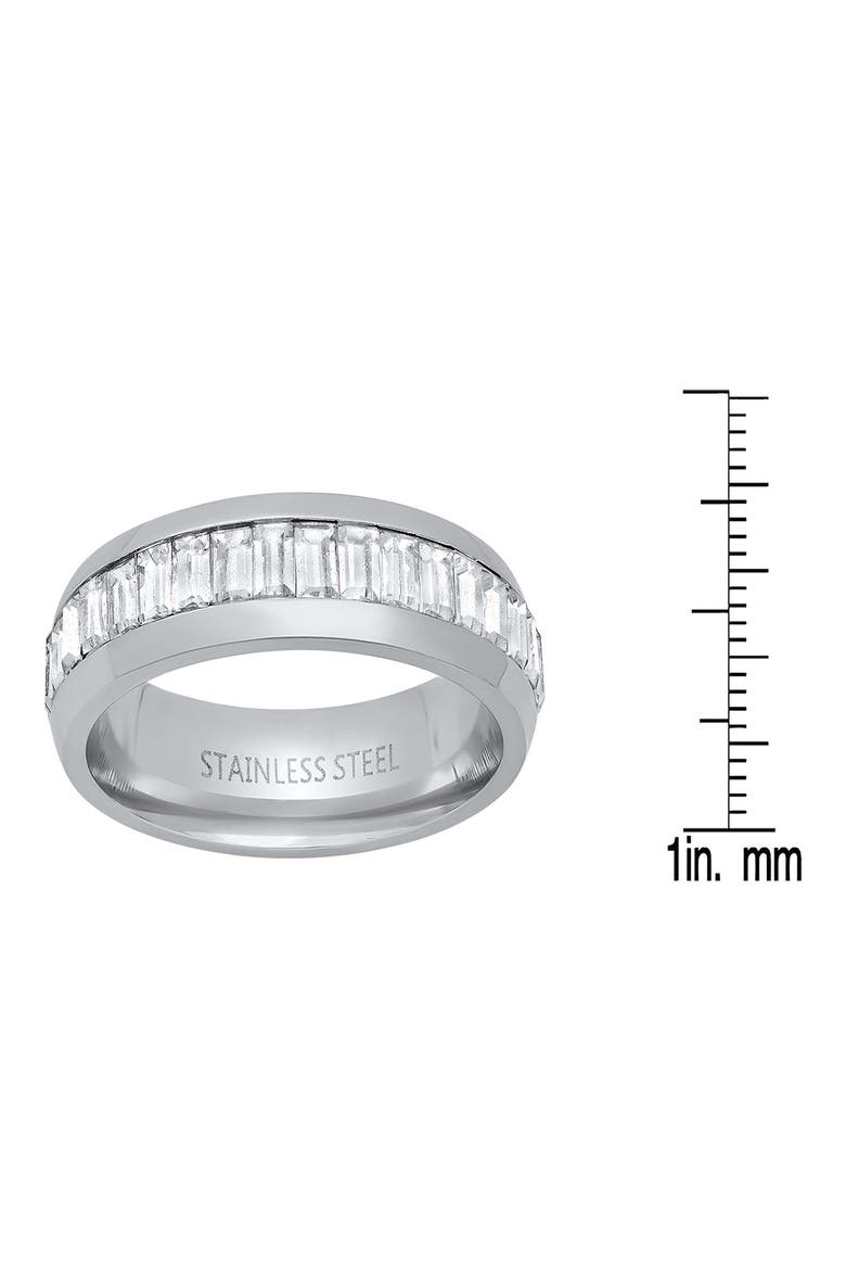 Men's Baguette Simulated Diamond Ring, Alternate, color, SILVER