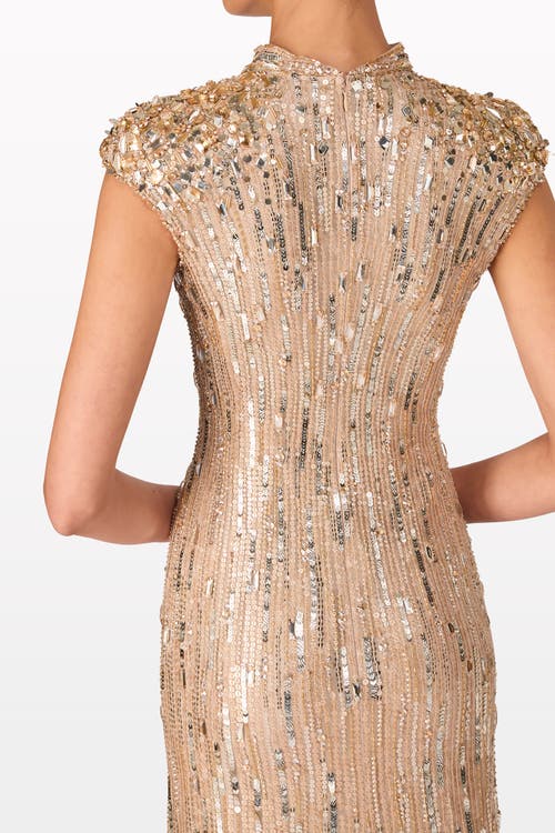 Jenny Packham Ernest Sequin-embellished Gown In Gold