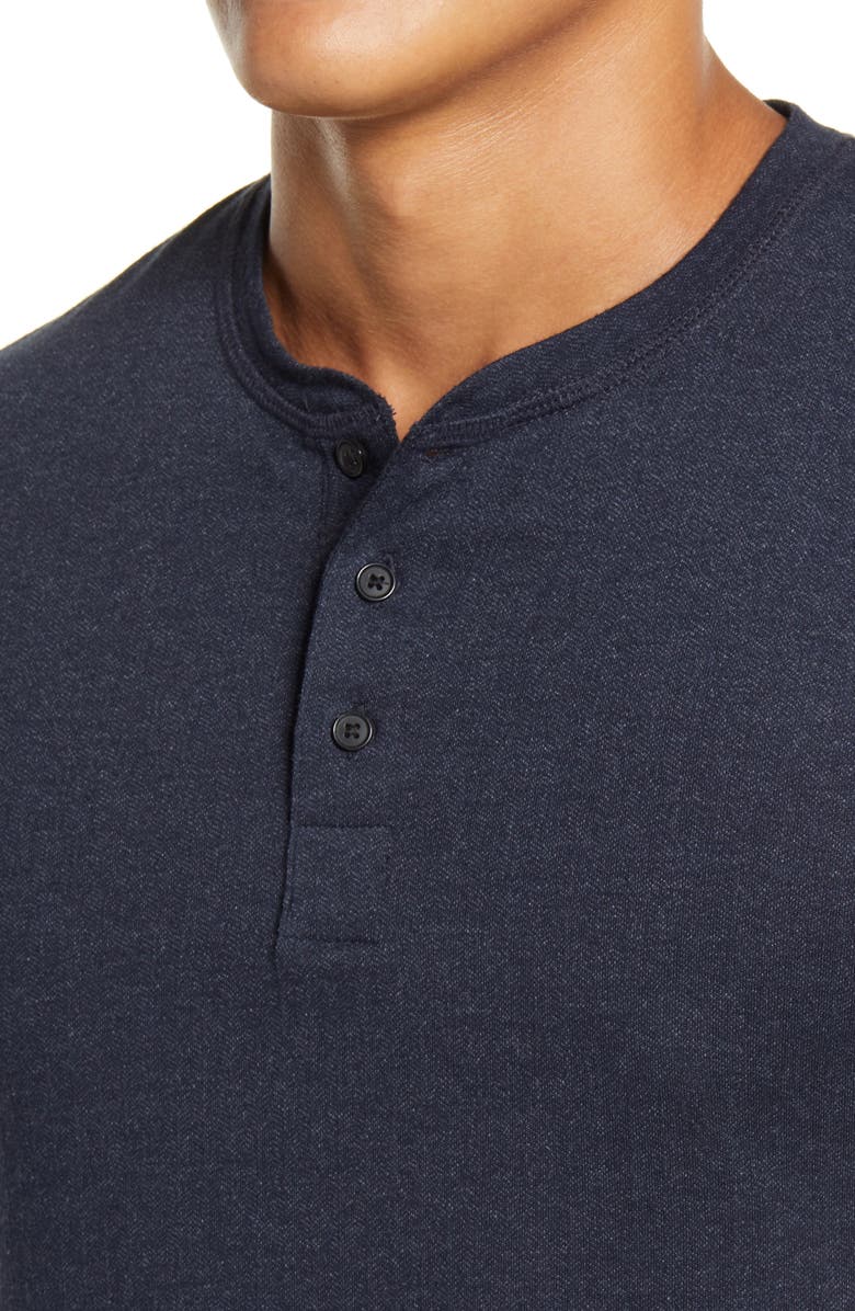 Billy Reid Herringbone Terry Long Sleeve Henley T-Shirt, Alternate, color, True Navy