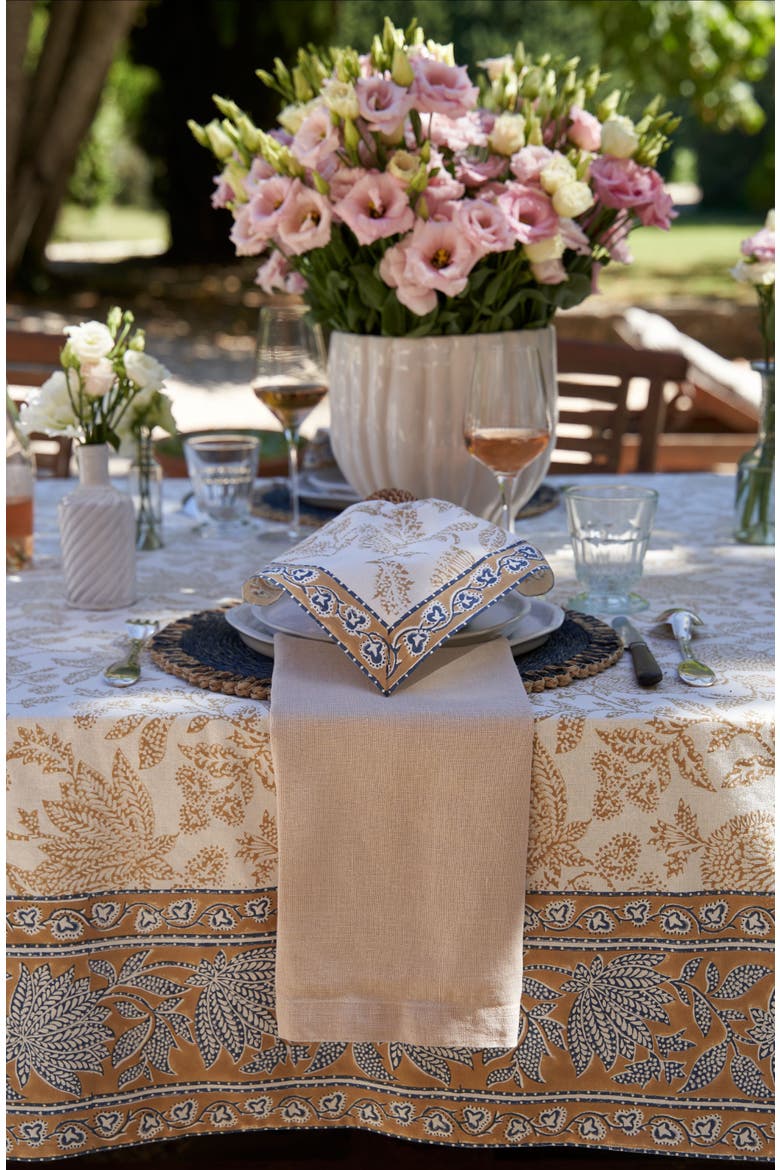Chloe Tablecloth, Alternate, color, Blue, Brown 59" x 59"