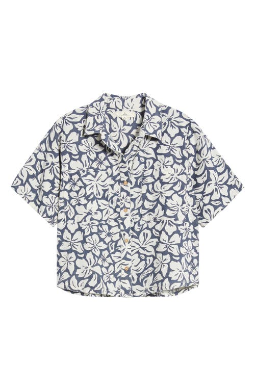 RIP CURL RIP CURL LAS DALIAS FLORAL COTTON & LINEN CROP BUTTON-UP SHIRT