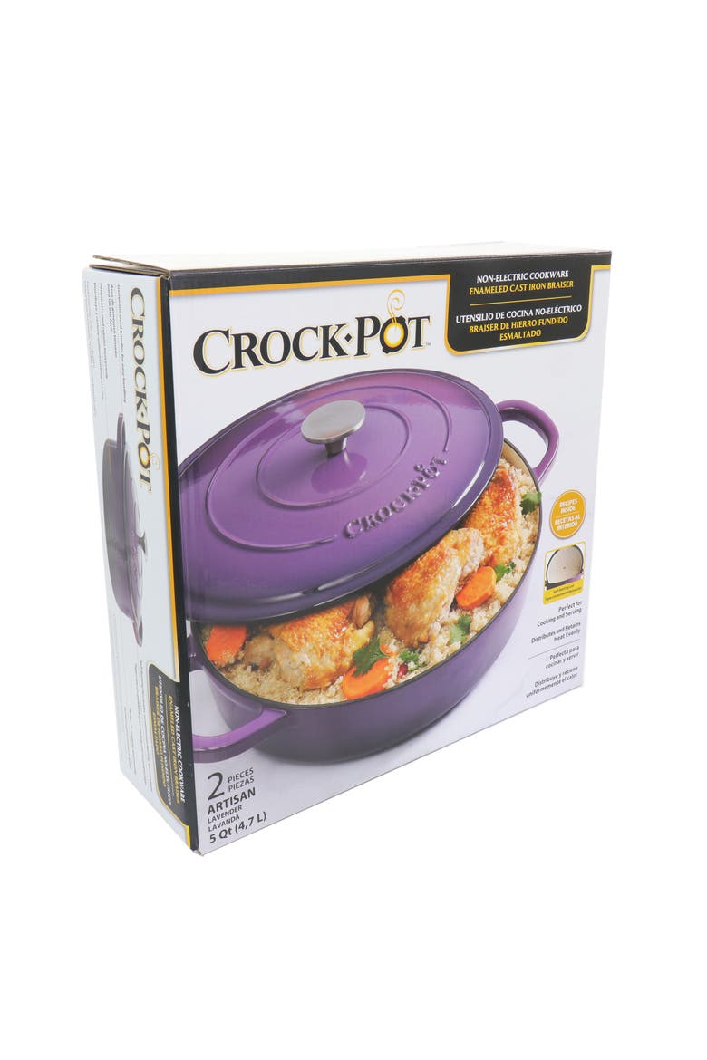 2 Piece 5 Quart Enameled Cast Iron Braiser with Lid, Alternate, color, Purple