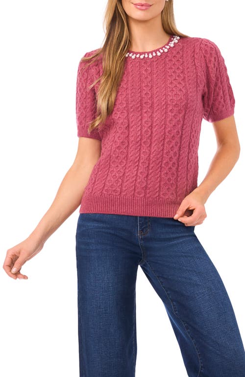 Cece Beaded Neckline Sweater