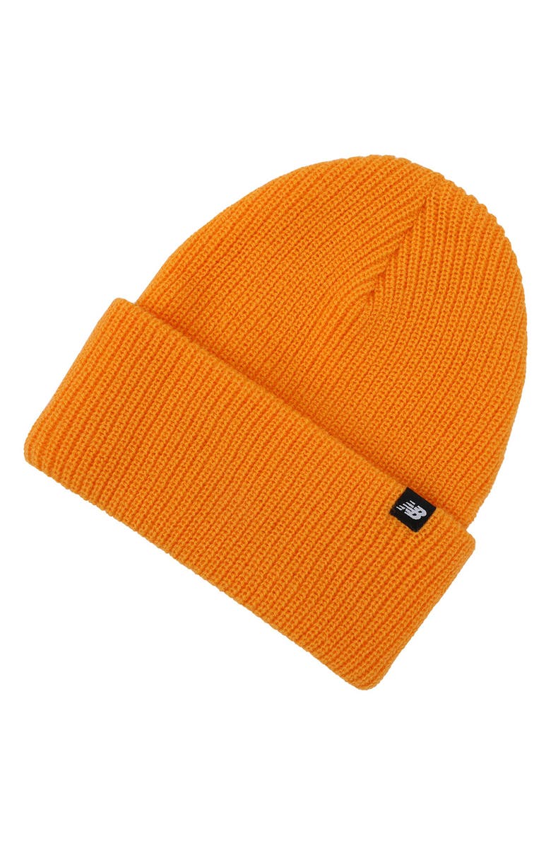 New Balance Patch Fisherman Knit Beanie, Main, color, Sizzle