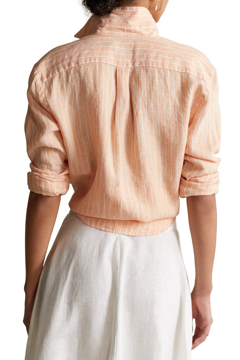 Stripe Linen Shirt, Alternate, color, PEACH/ WHITE
