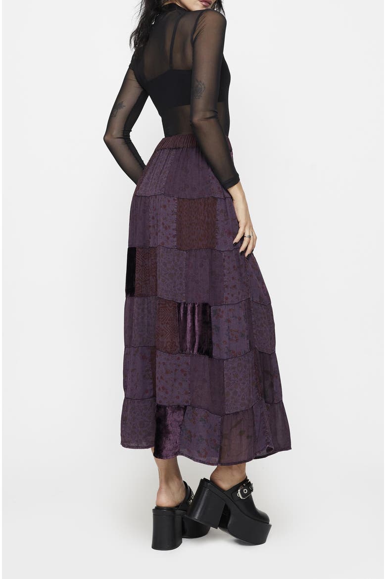 Mabel Floral Patchwork Skirt, Alternate, color, Purple