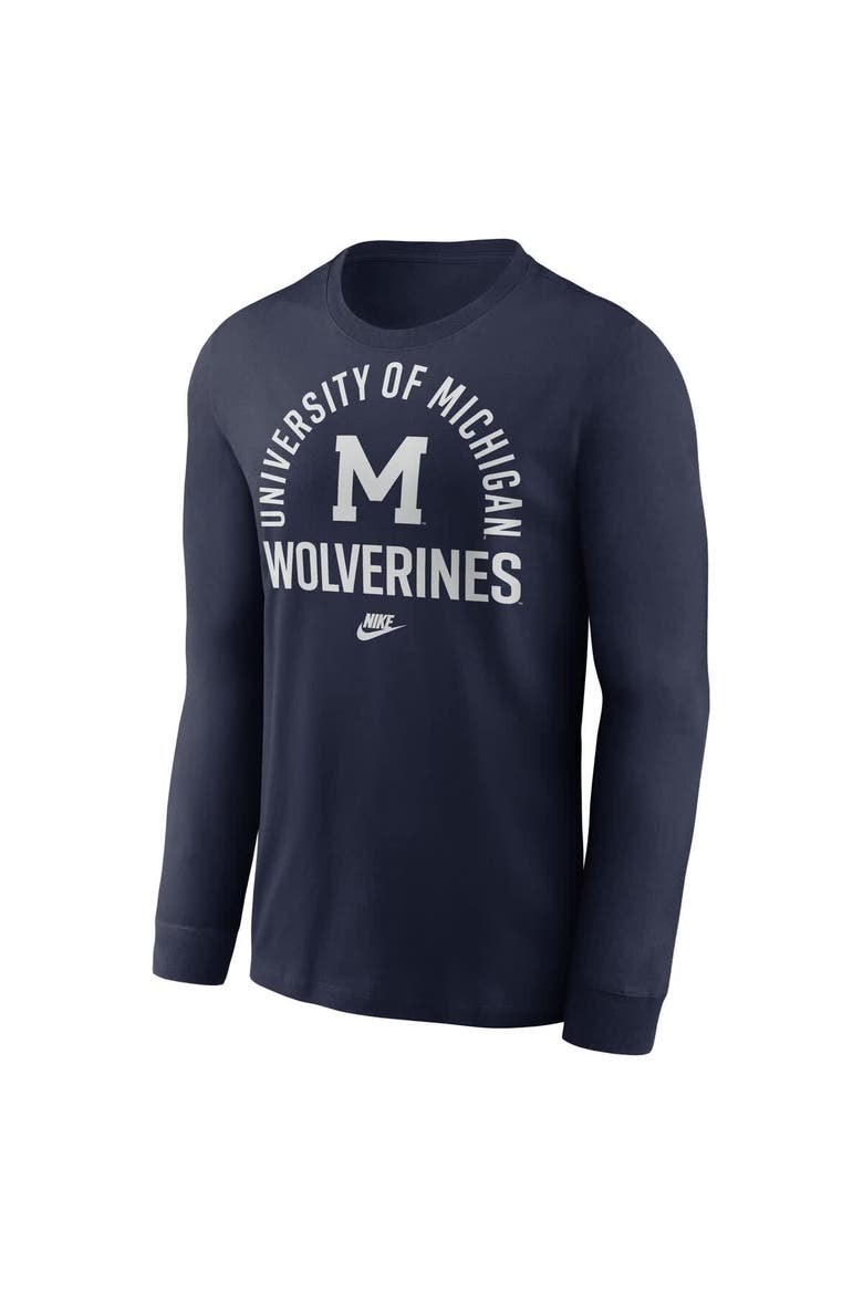 Men's Nike Navy Michigan Wolverines Legacy Arched Logo Long Sleeve T-Shirt, Alternate, color, Navy