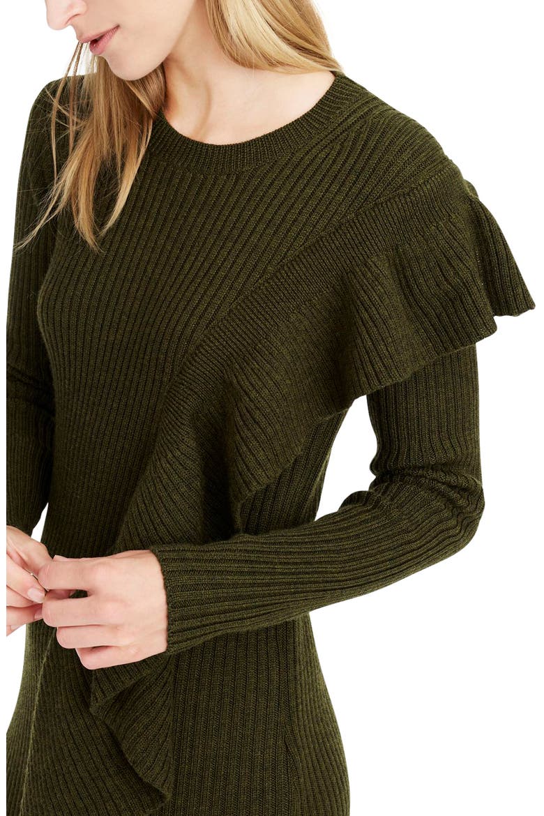 Collection Ruffle-Front Sweater Dress, Alternate, color, HEATHER OLIVE