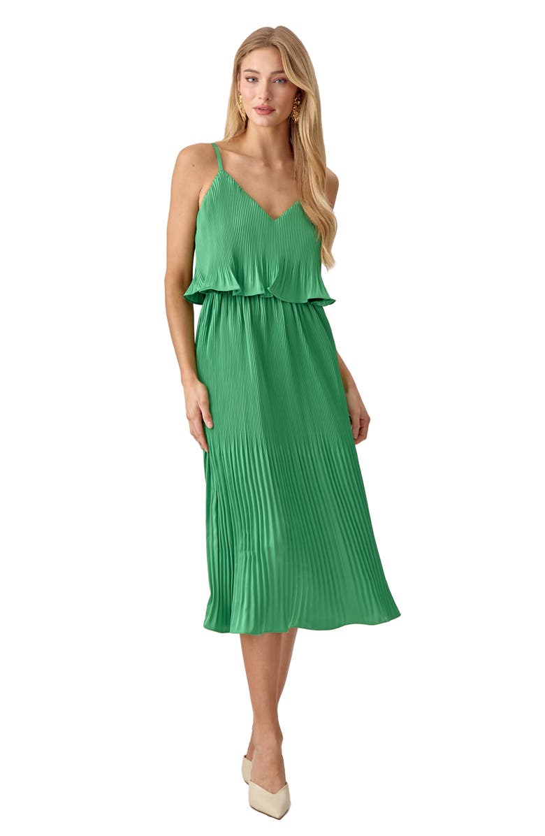 Adelyn Rae Nayla Pleated Overlay Sleeveless Midi Dress, Alternate, color, 