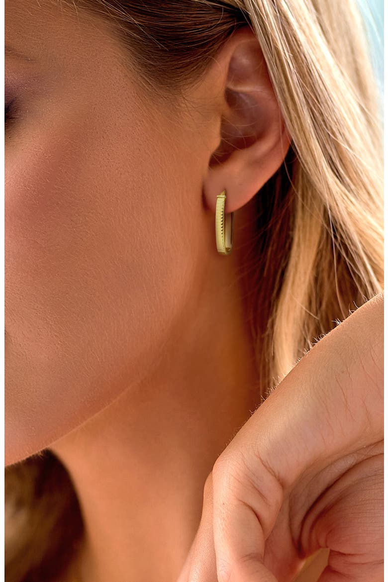 10K Yellow Gold Ribbed Oval Hoop Earrings, Alternate, color, GOLD