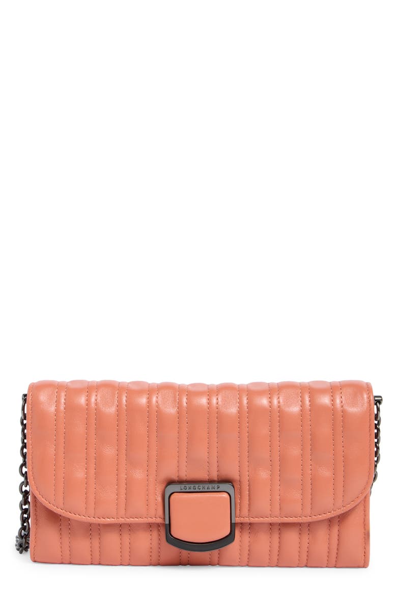 Brio Quilted Leather Wallet on a Chain, Main, color, BLUSH